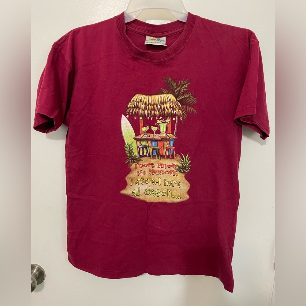 Margaritaville Jamaica short sleeve Maroon double sided graphics t shirt XS